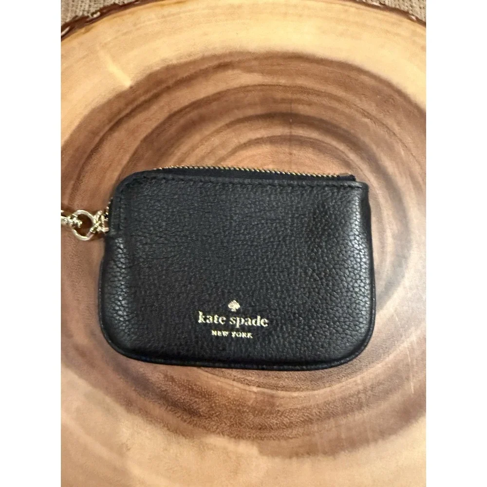 Kate Spade New York Rosie Black Pebbled Leather Mini Coin Pouch Purse - Picture 4 of 8